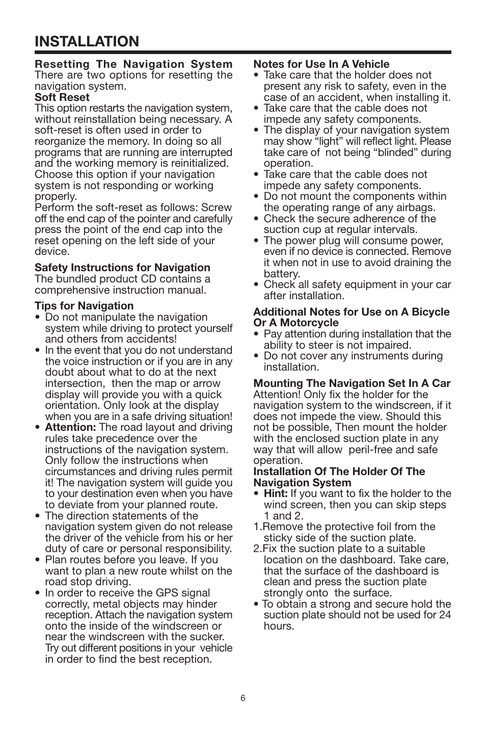 Installation | PYLE Audio Global Positioning System PLNV35 User Manual | Page 6 / 12