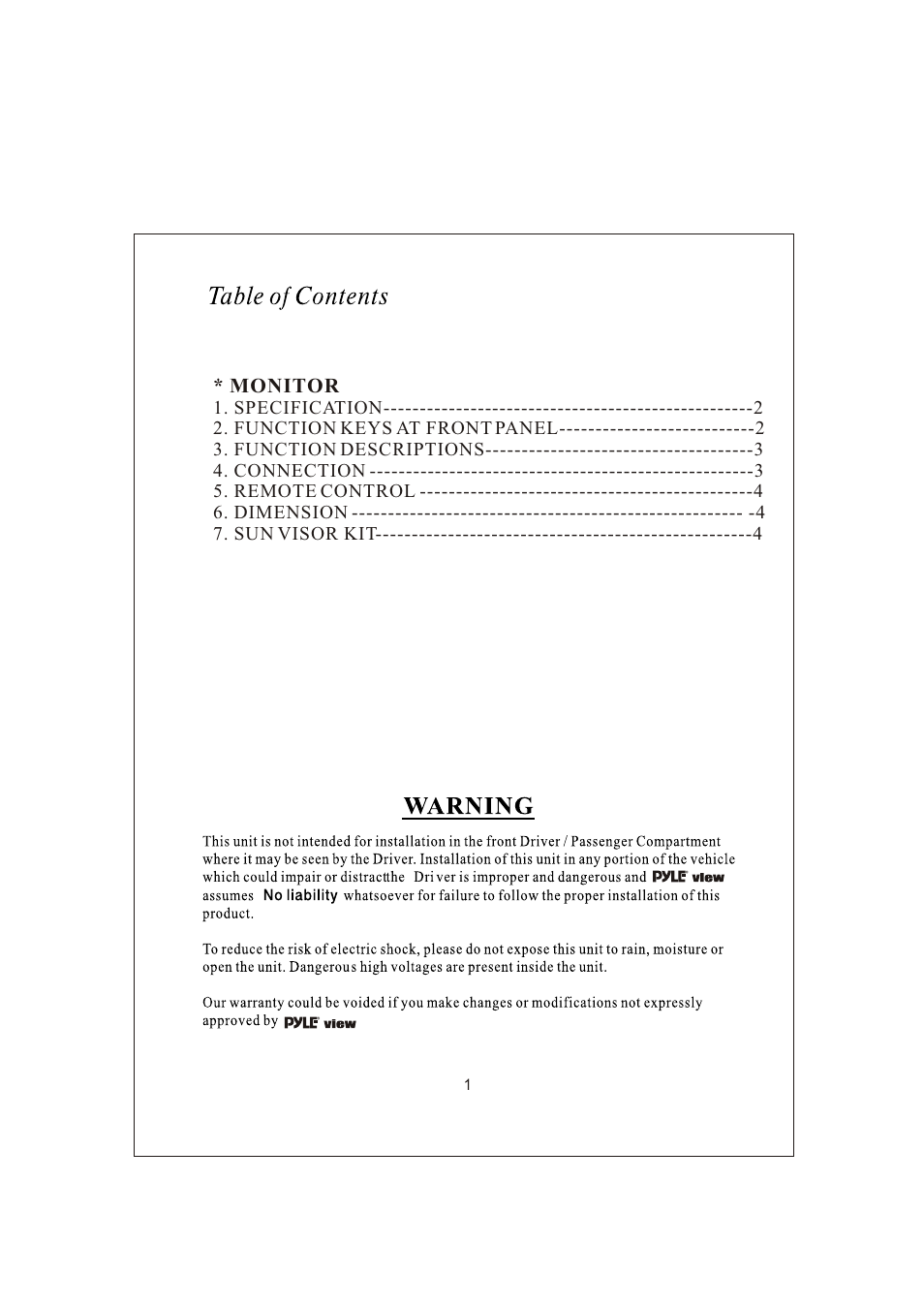 Monitor | PYLE Audio View Series PLVSR7IR User Manual | Page 2 / 5