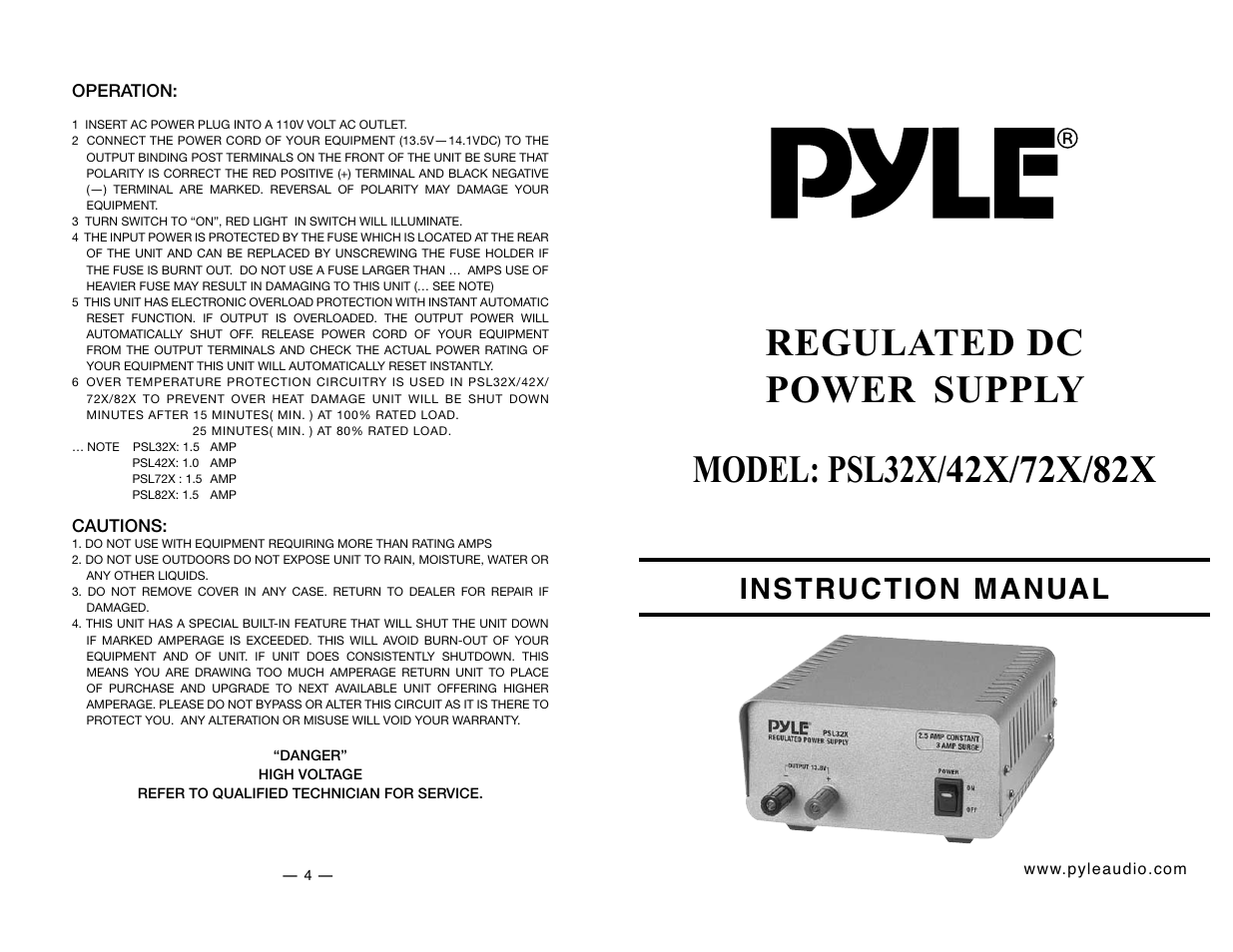 PYLE Audio PSL32X User Manual | 2 pages