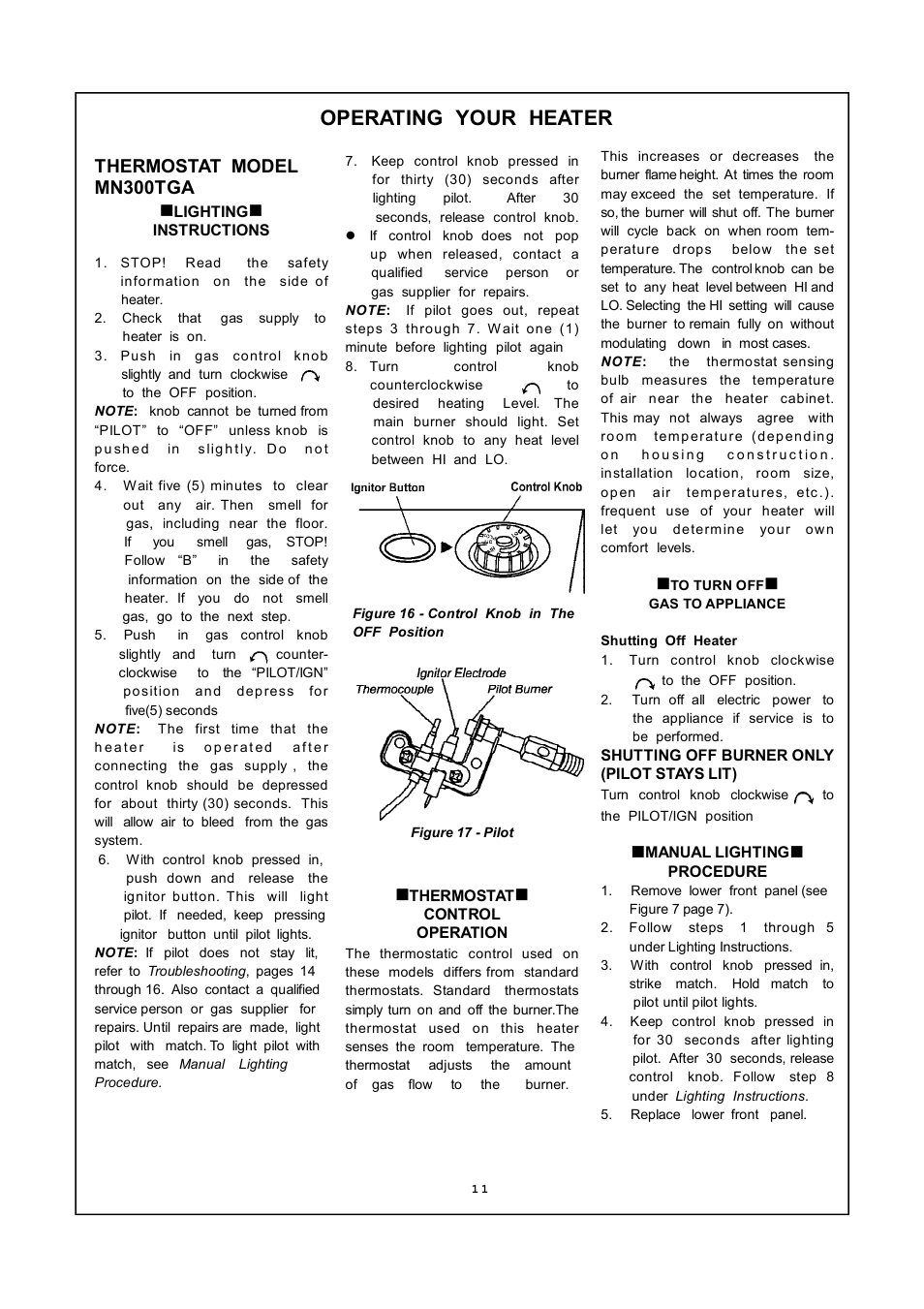 Operating your heater | PYLE Audio MN300HGA User Manual | Page 11 / 22