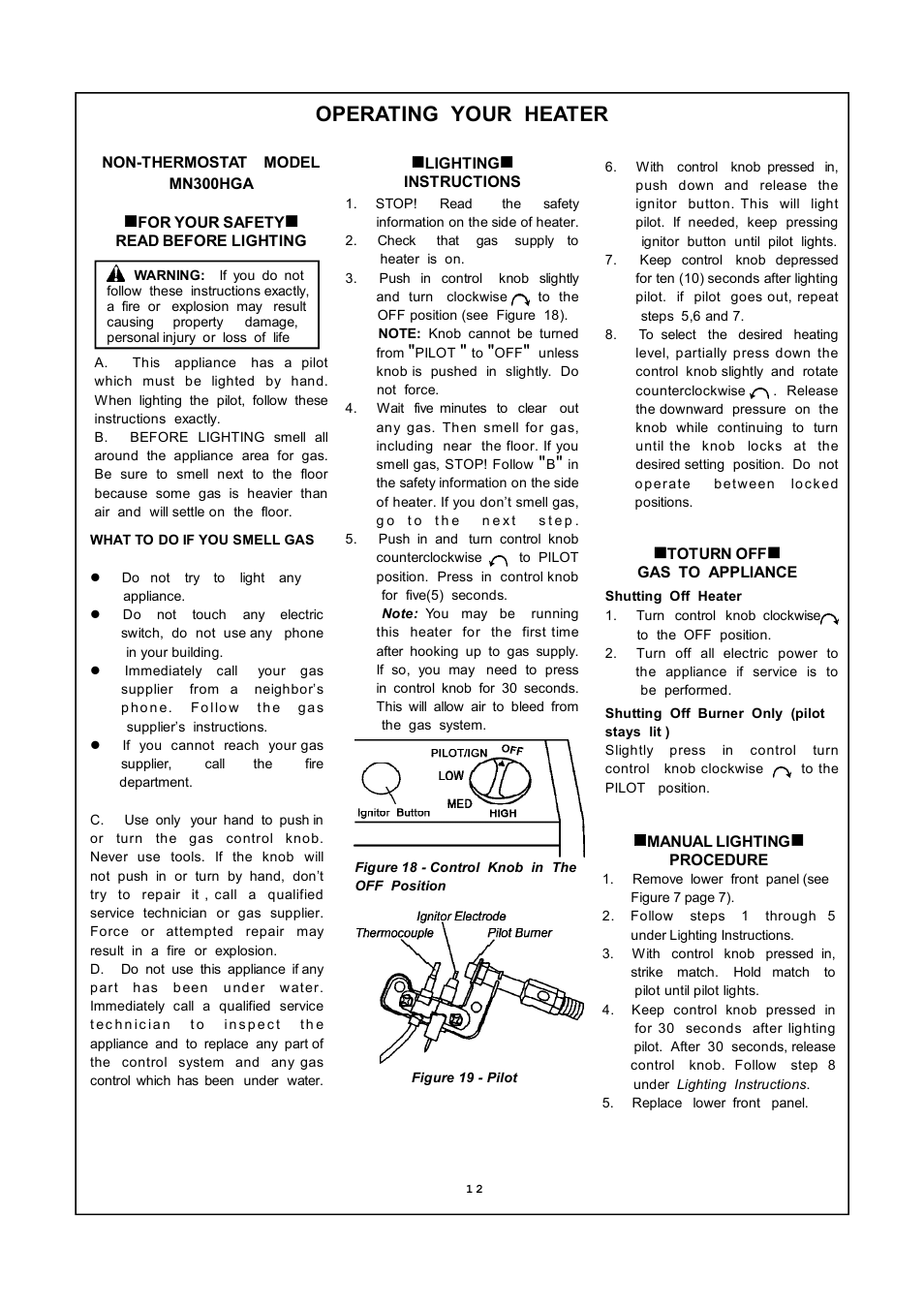 Operating your heater | PYLE Audio MN300HGA User Manual | Page 12 / 22