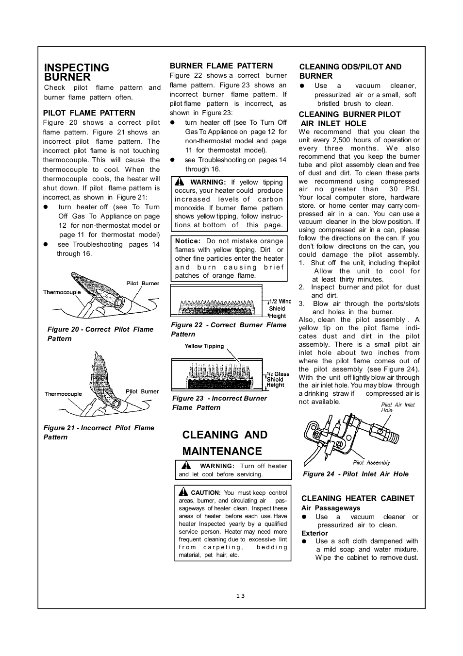 Inspecting burner, Cleaning and maintenance | PYLE Audio MN300HGA User Manual | Page 13 / 22