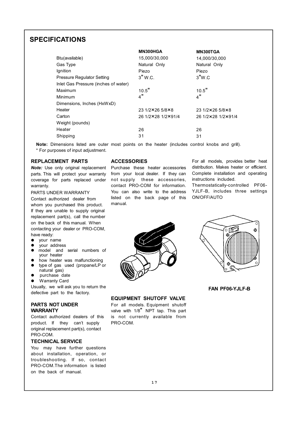 Specifications | PYLE Audio MN300HGA User Manual | Page 17 / 22