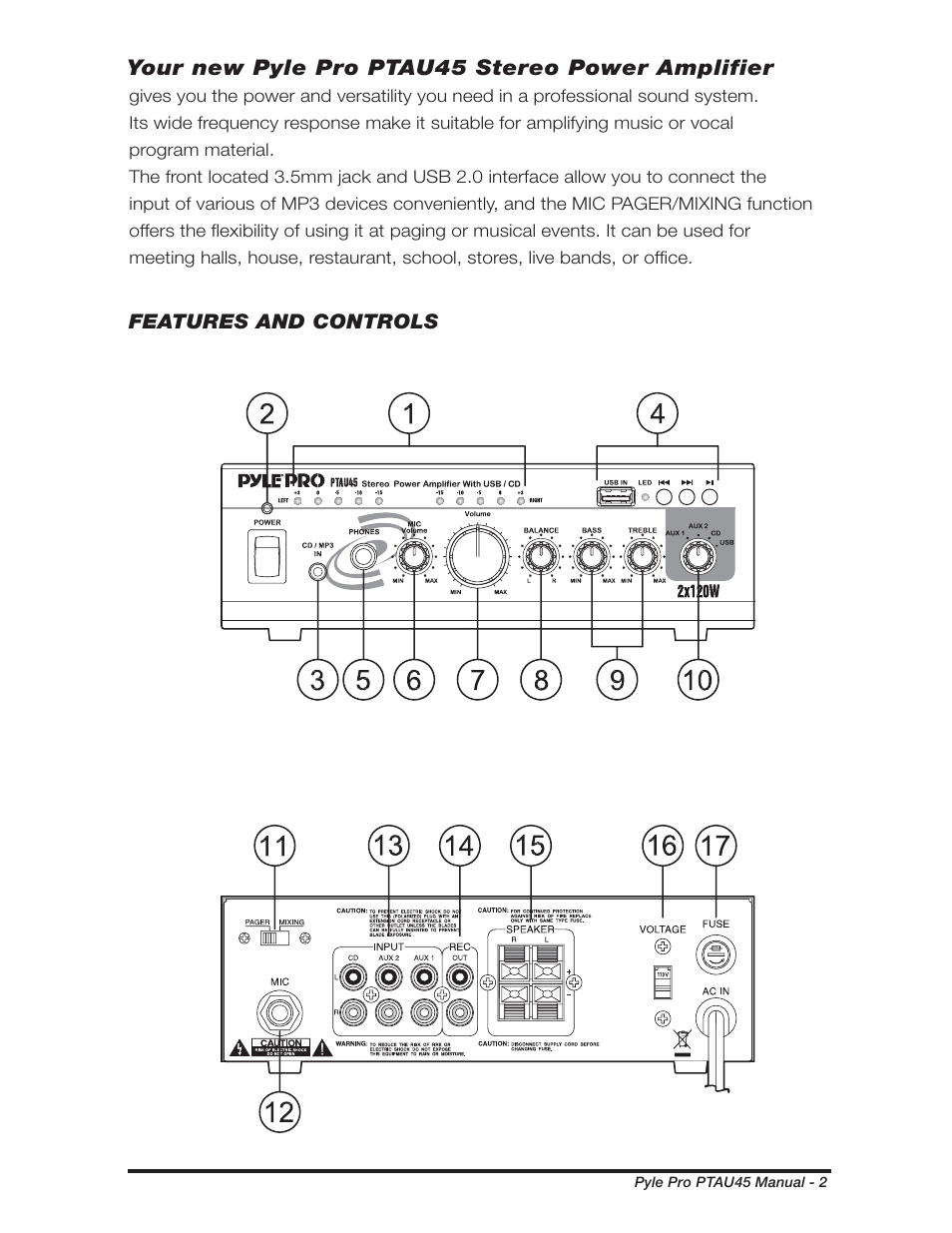 Your new pyle pro ptau45 stereo power amplifier | PYLE Audio PTAU45 User Manual | Page 3 / 8