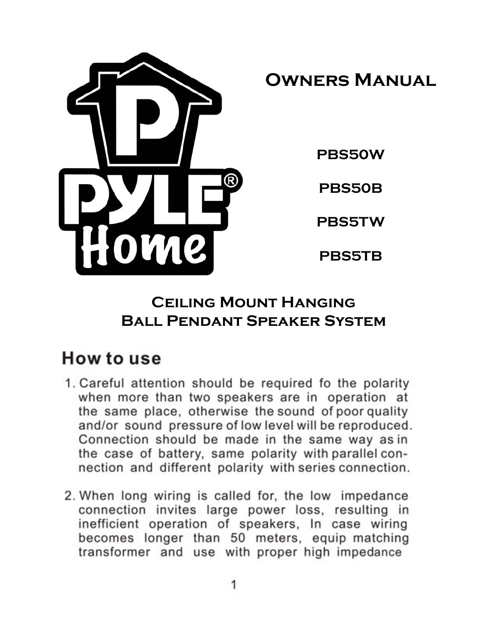 PYLE Audio PBS5TB User Manual | 4 pages
