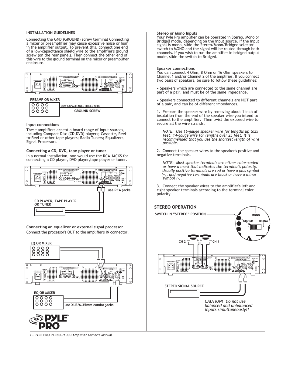 PYLE Audio PZR600 User Manual | Page 4 / 8