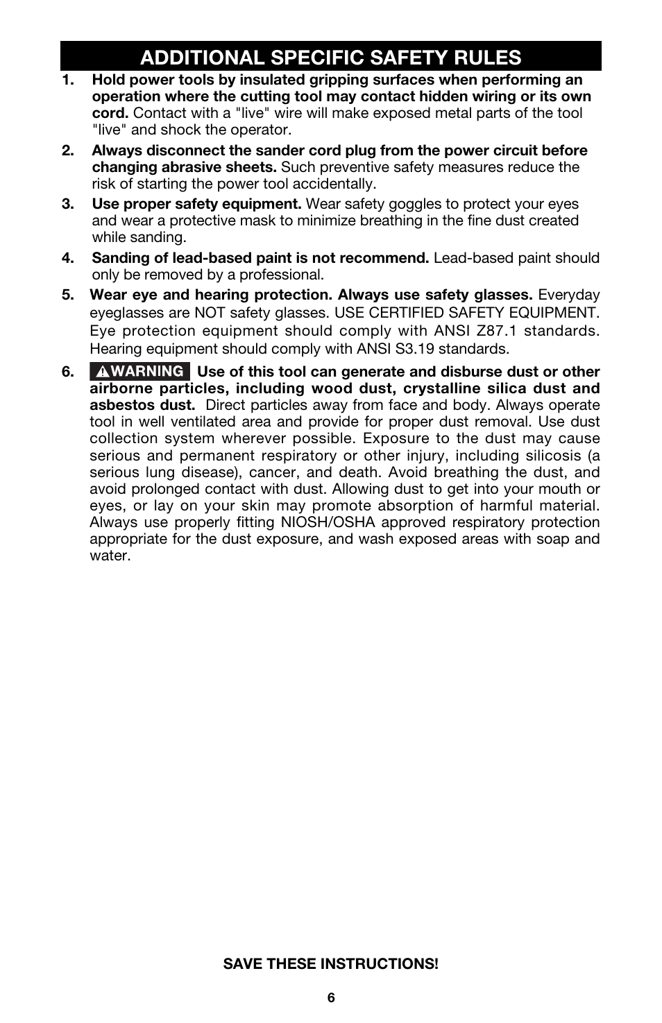 Additional specific safety rules | PYLE Audio SPEED-BLOC 330 User Manual | Page 6 / 15
