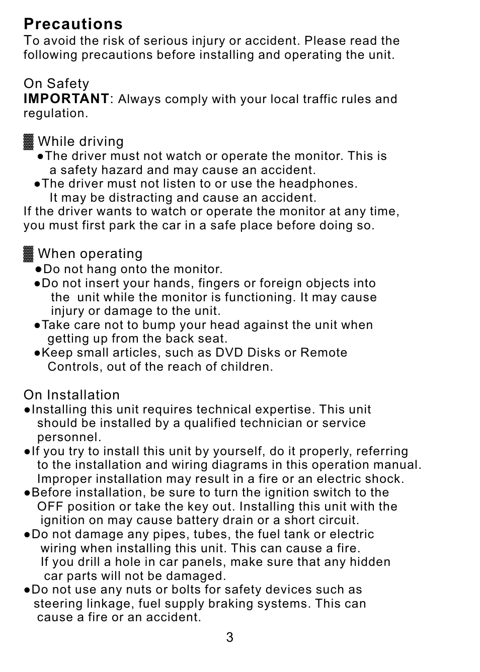 Precautions | PYLE Audio PLDVD10M User Manual | Page 4 / 12