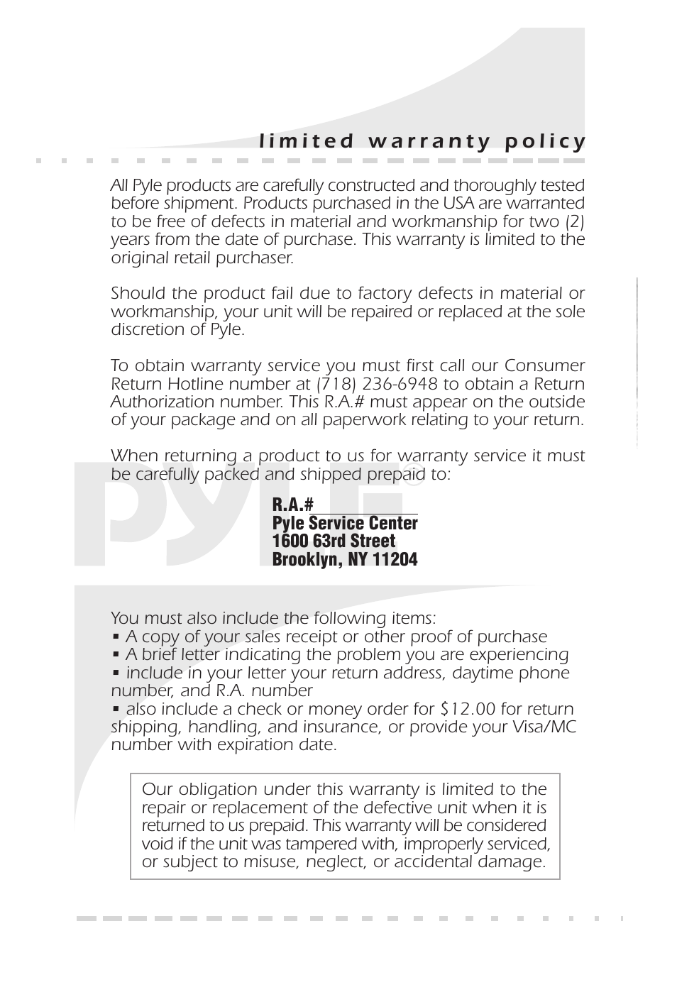 PYLE Audio ple420p User Manual | Page 14 / 14