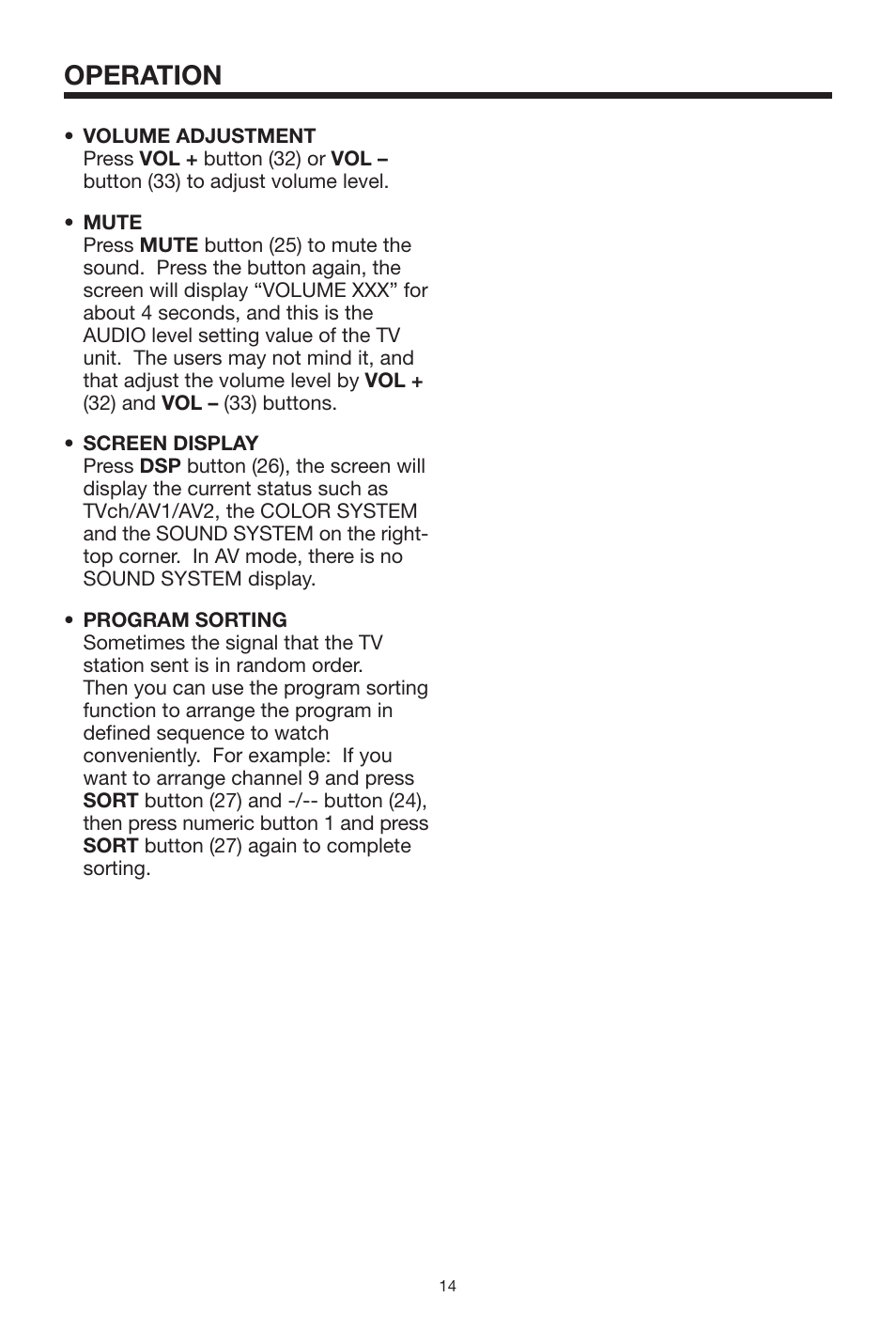 Operation | PYLE Audio PLTV64R User Manual | Page 14 / 16