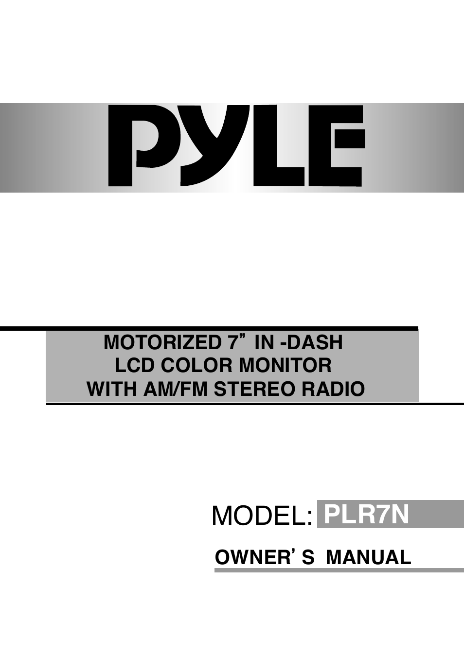 PYLE Audio PLR7N User Manual | 33 pages