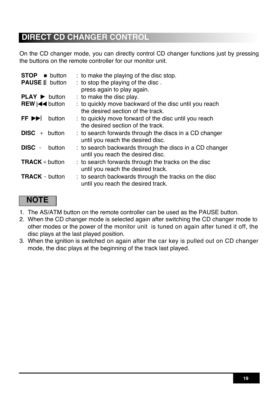 Direct cd changer control | PYLE Audio PLR7N User Manual | Page 21 / 33