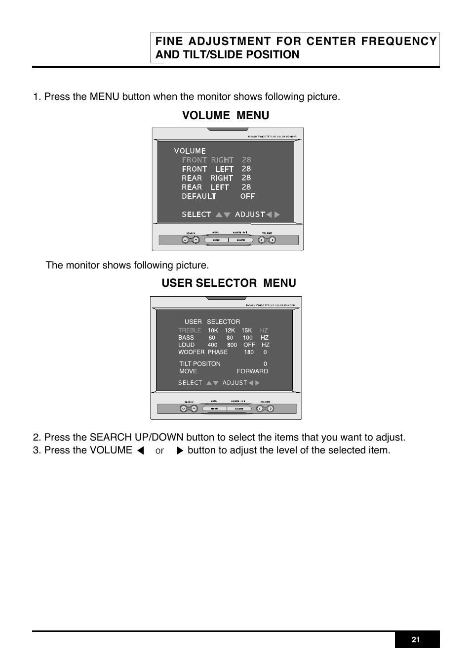 Volume menu user selector menu | PYLE Audio PLR7N User Manual | Page 23 / 33