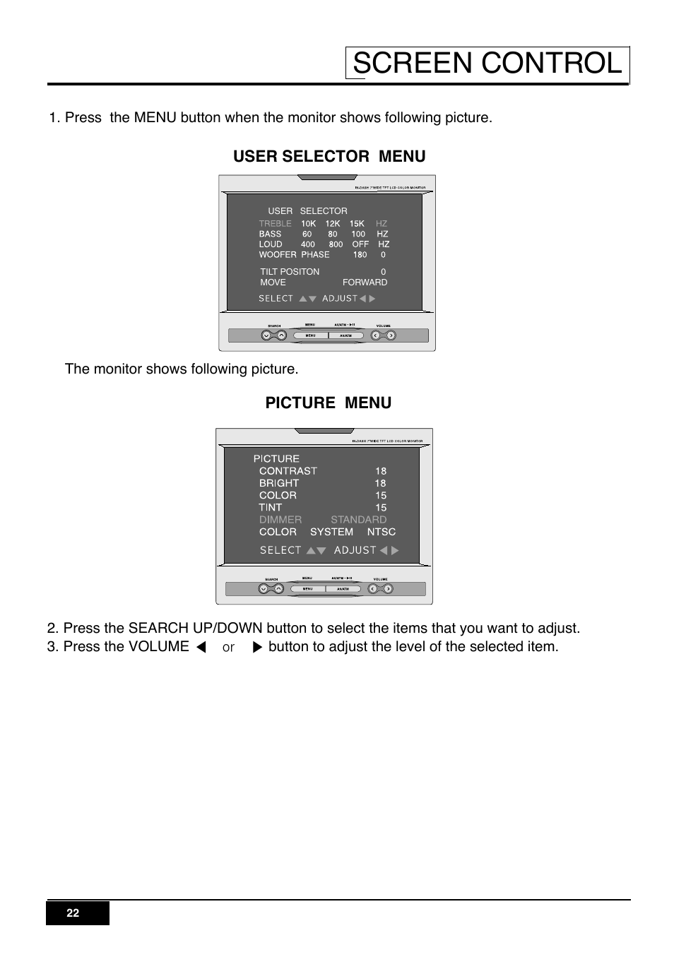 Screen control | PYLE Audio PLR7N User Manual | Page 24 / 33