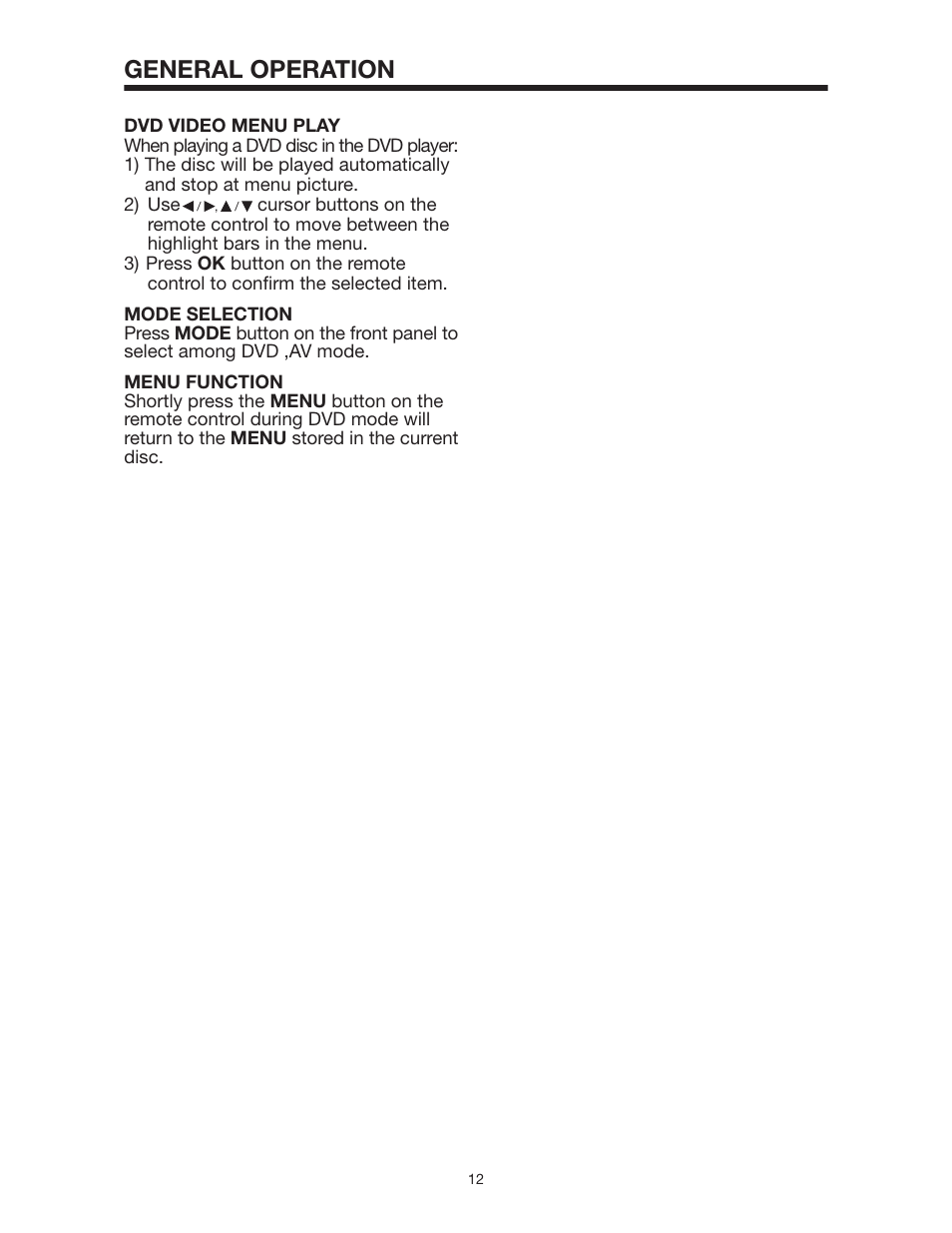 General operation | PYLE Audio PLD144 User Manual | Page 12 / 19