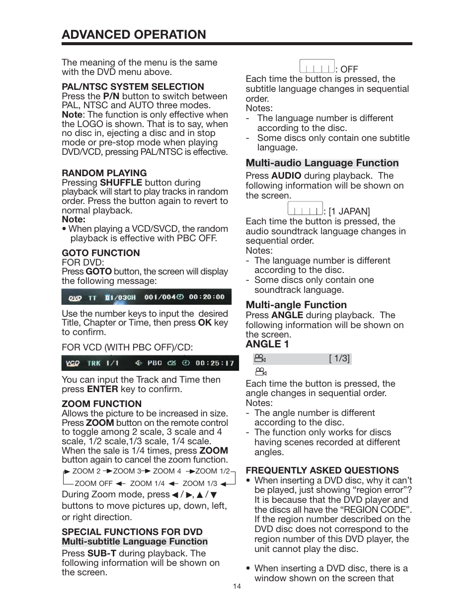 Advanced operation | PYLE Audio PLD144 User Manual | Page 14 / 19