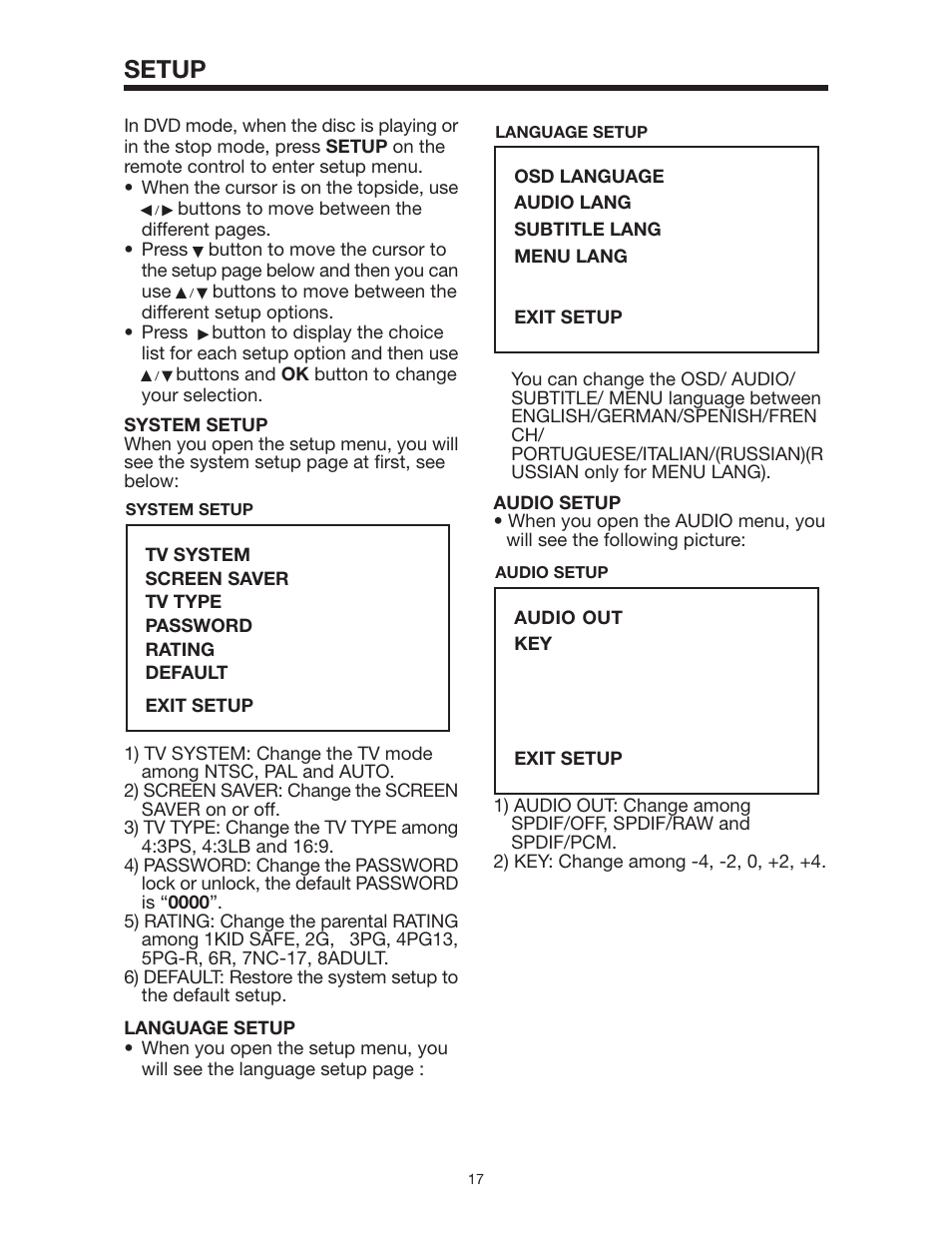 Setup | PYLE Audio PLD144 User Manual | Page 17 / 19