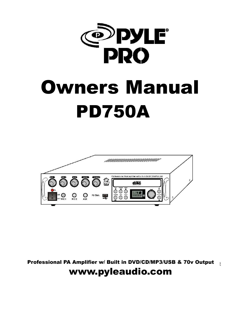 PYLE Audio PD750A User Manual | 4 pages