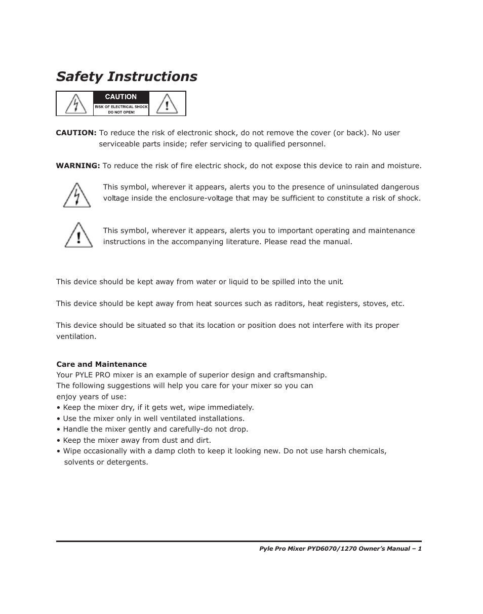 Safety instructions | PYLE Audio PYD1270 User Manual | Page 3 / 14