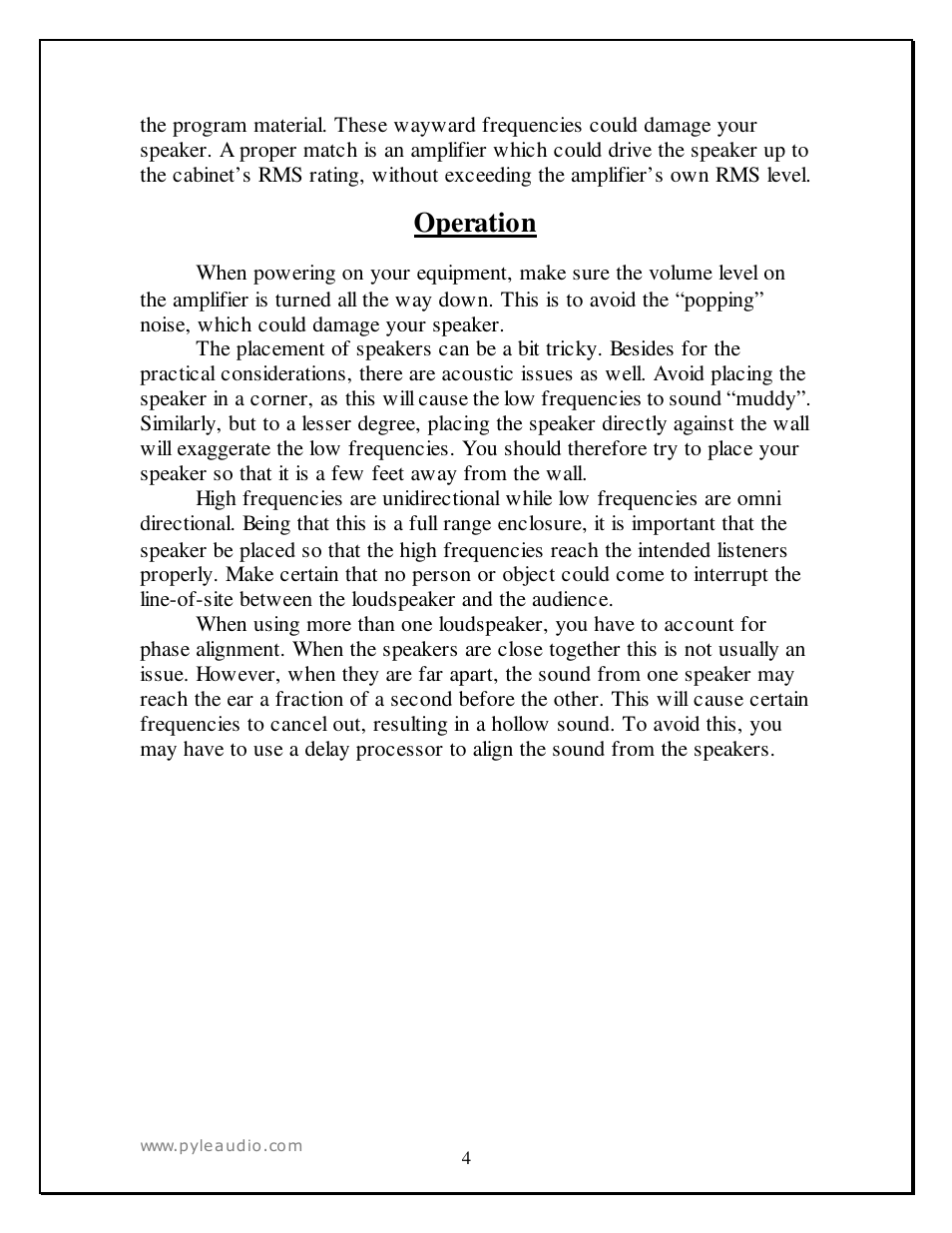 Operation | PYLE Audio PADH21580 User Manual | Page 4 / 7