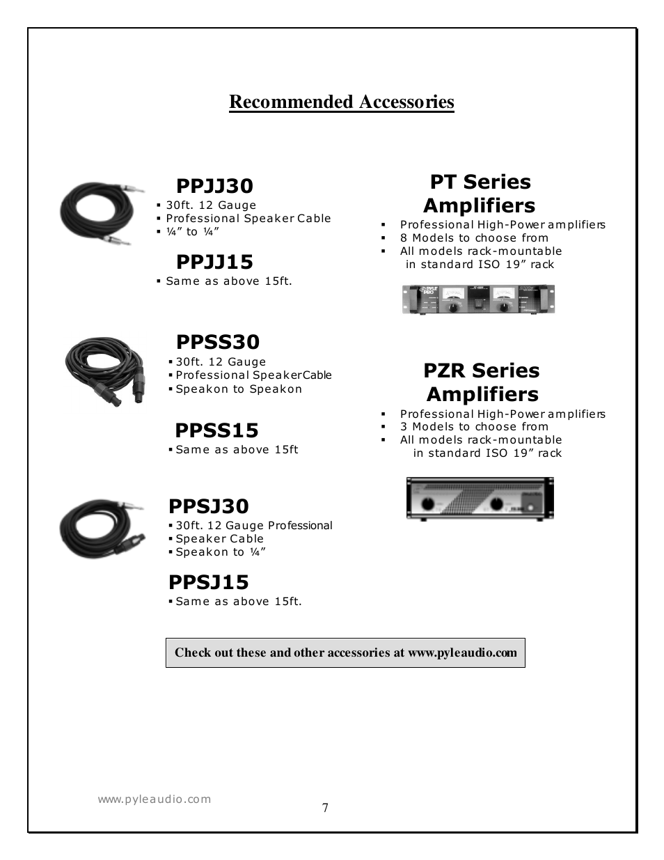 Recommended accessories | PYLE Audio PADH21580 User Manual | Page 7 / 7