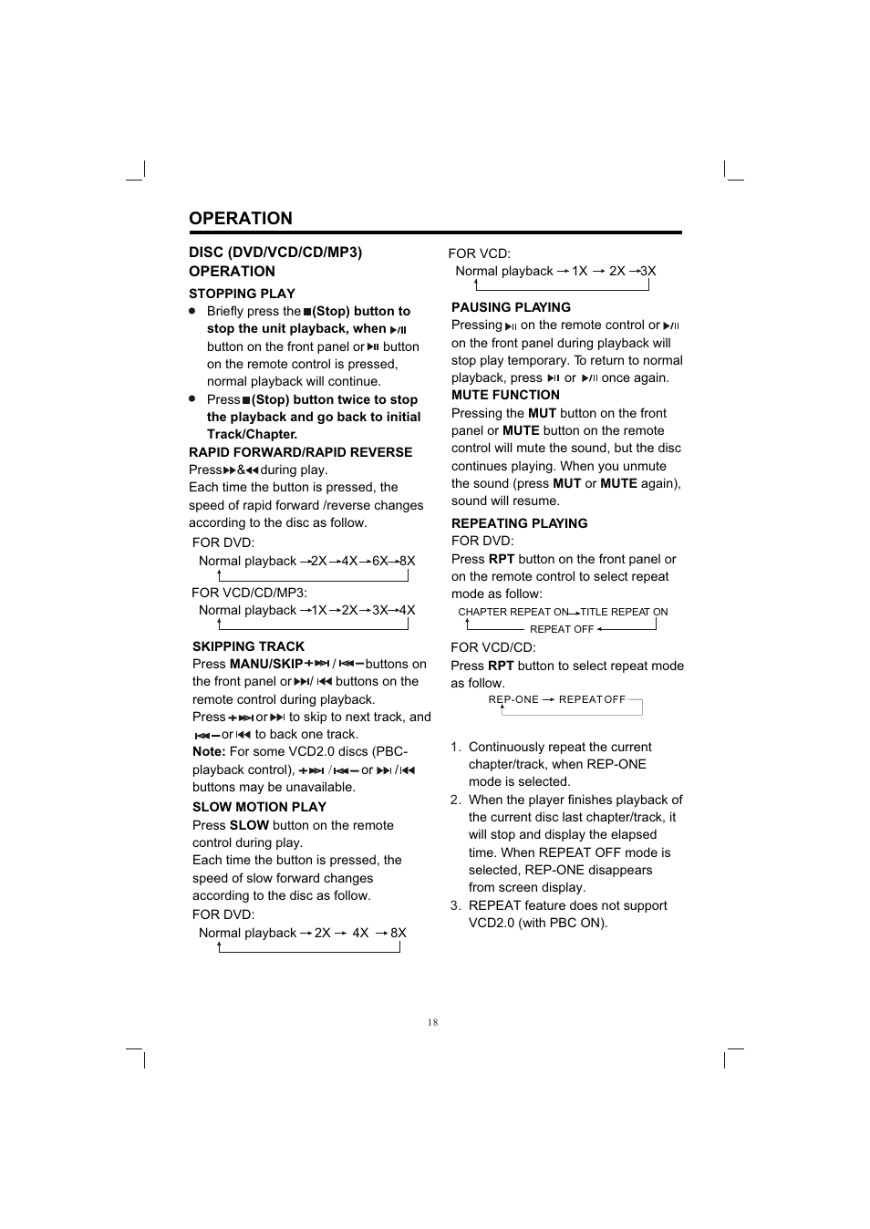 Т³гж 18, Operation | PYLE Audio PLDVD198 User Manual | Page 18 / 32