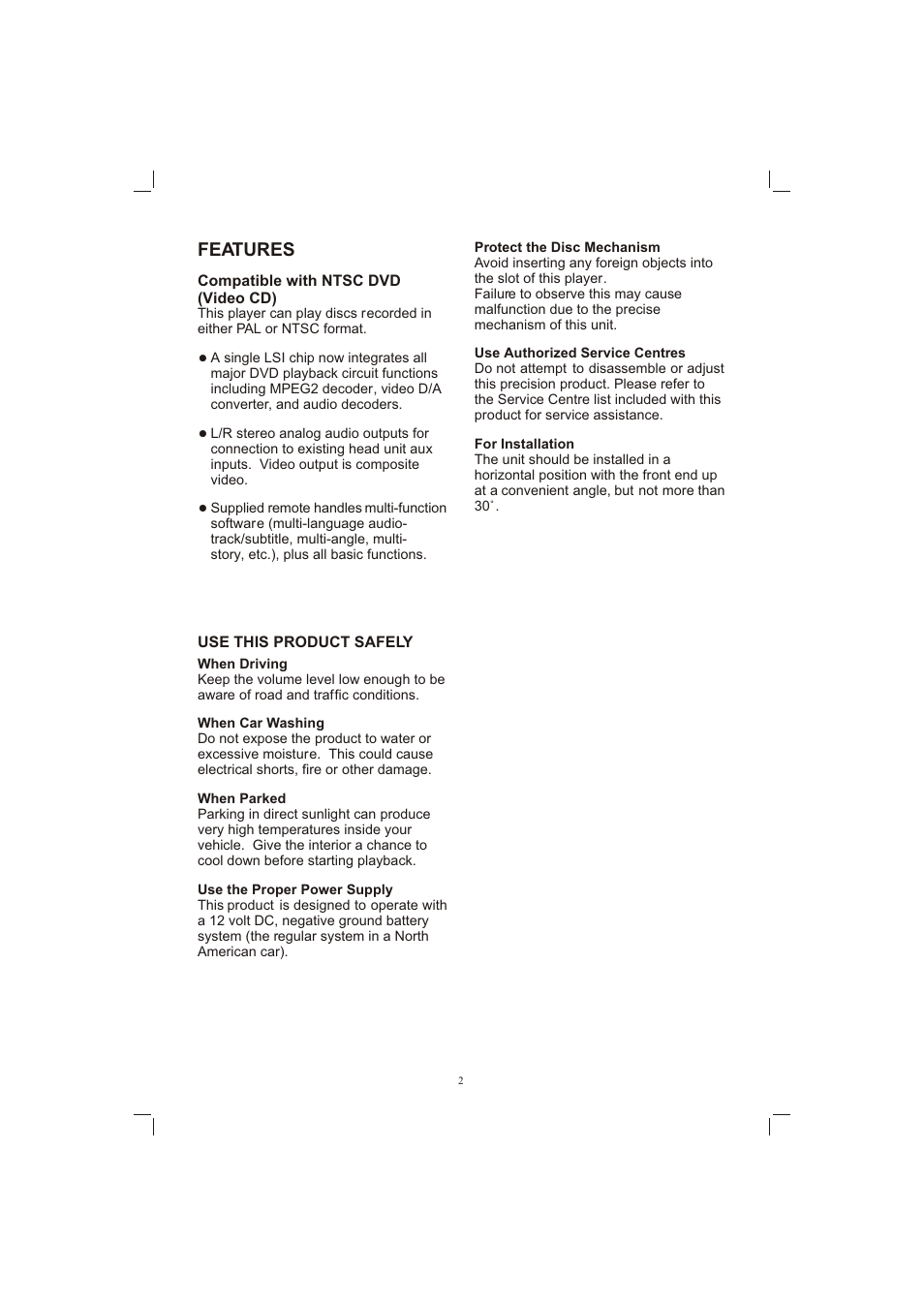Т³гж 2, Features | PYLE Audio PLDVD198 User Manual | Page 2 / 32