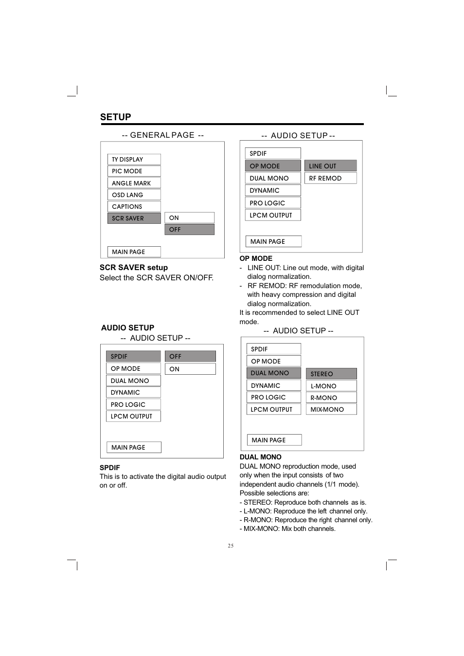Т³гж 25, Setup | PYLE Audio PLDVD198 User Manual | Page 25 / 32