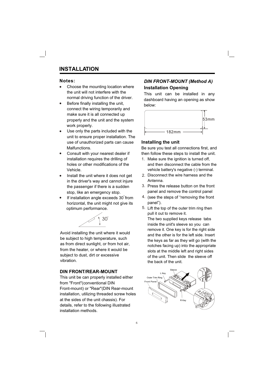 Т³гж 6, Installation | PYLE Audio PLDVD198 User Manual | Page 6 / 32