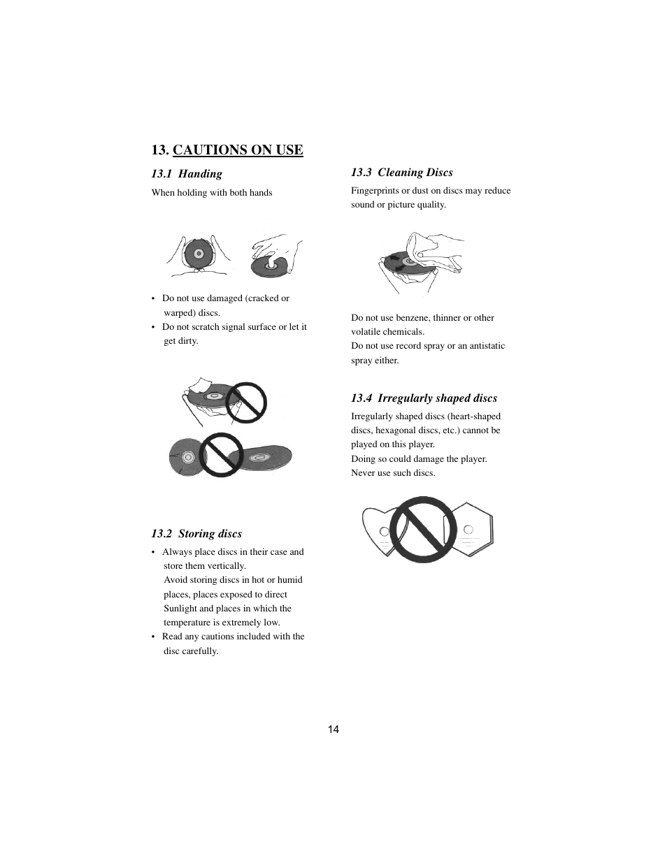 Cautions on use | PYLE Audio VIEW PLRDVD13 User Manual | Page 14 / 15