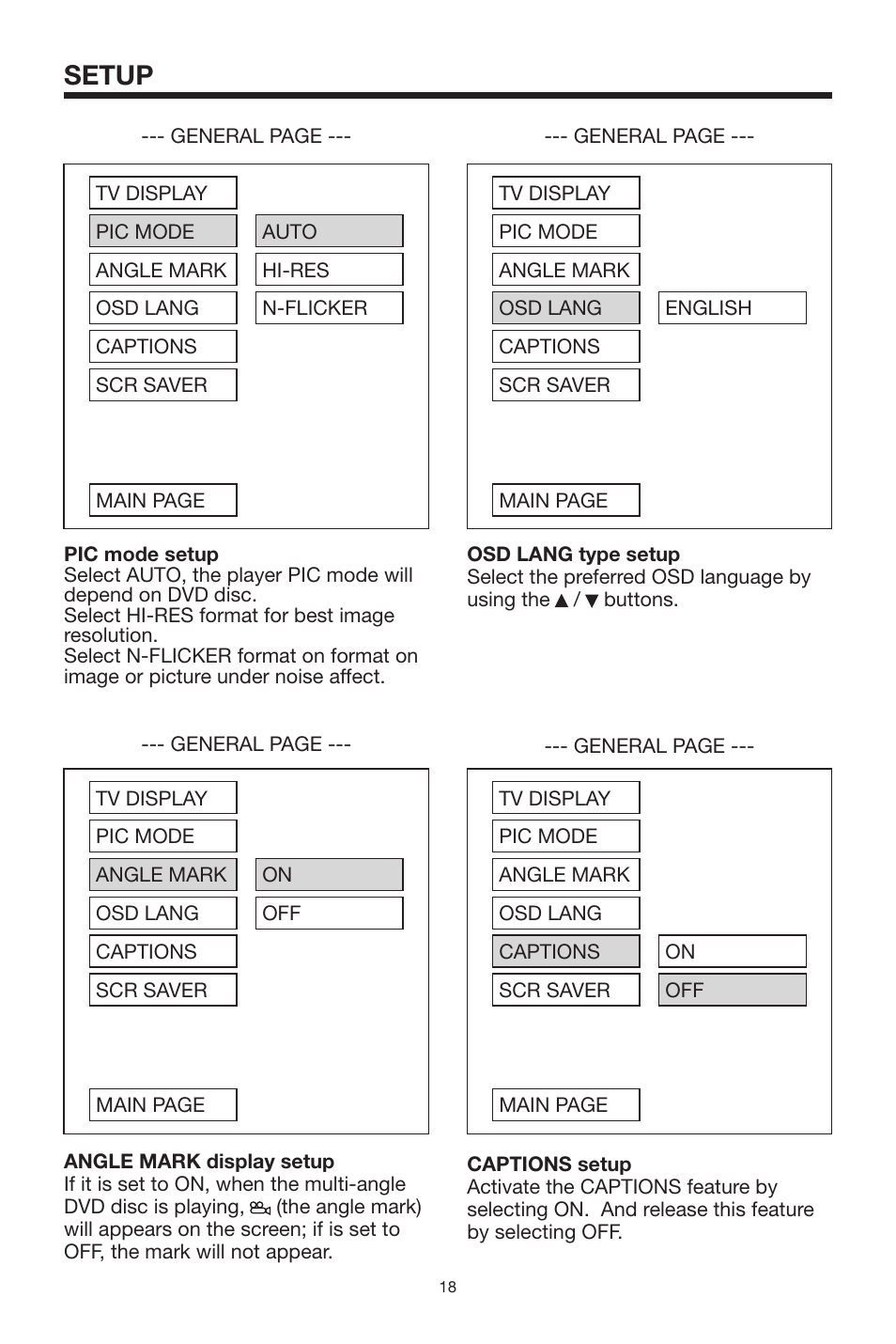Setup | PYLE Audio PLDVD168 User Manual | Page 18 / 24