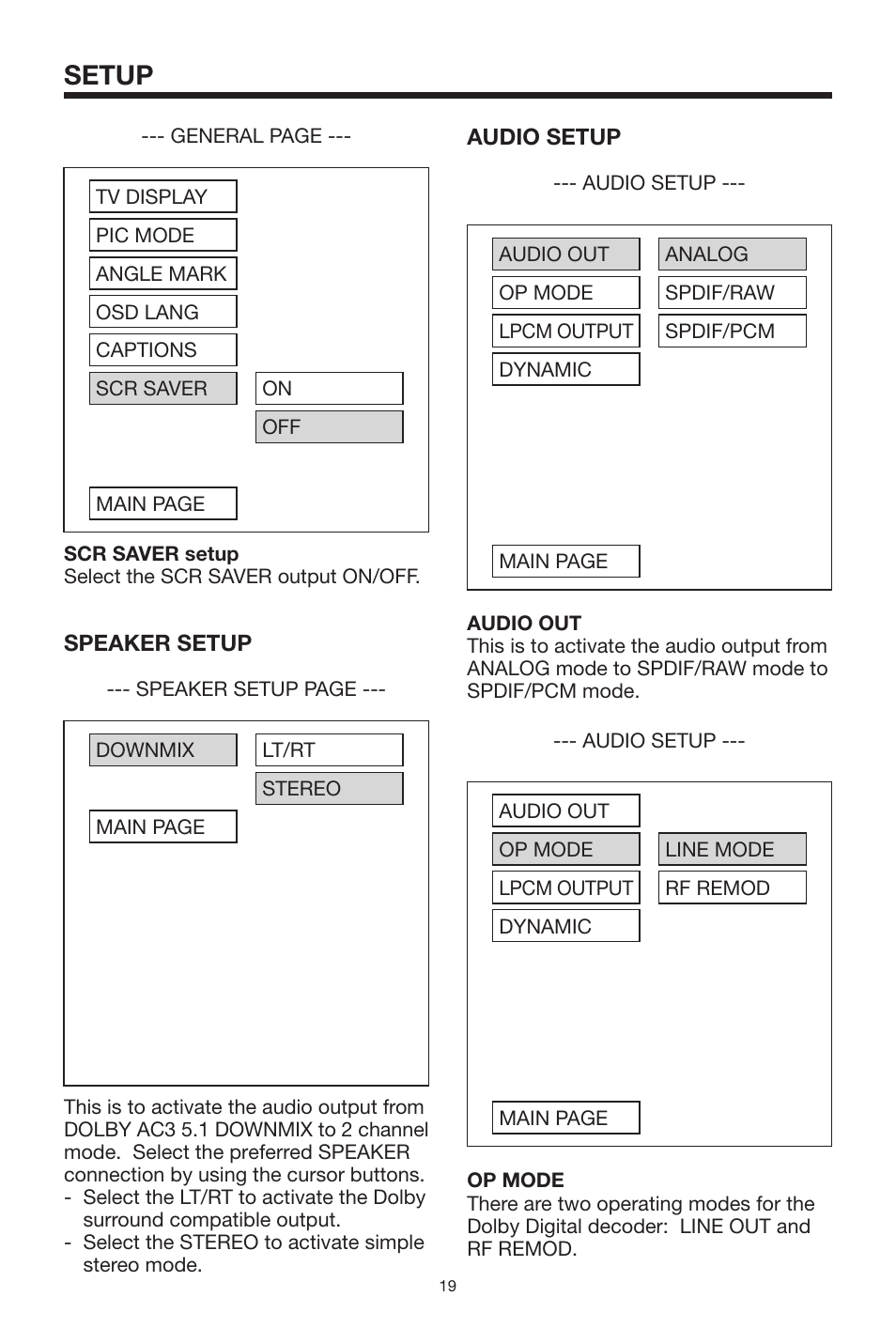 Setup | PYLE Audio PLDVD168 User Manual | Page 19 / 24