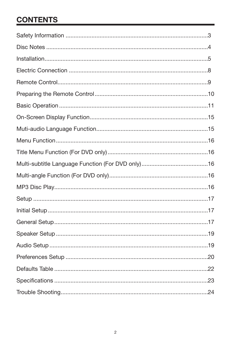 PYLE Audio PLDVD168 User Manual | Page 2 / 24
