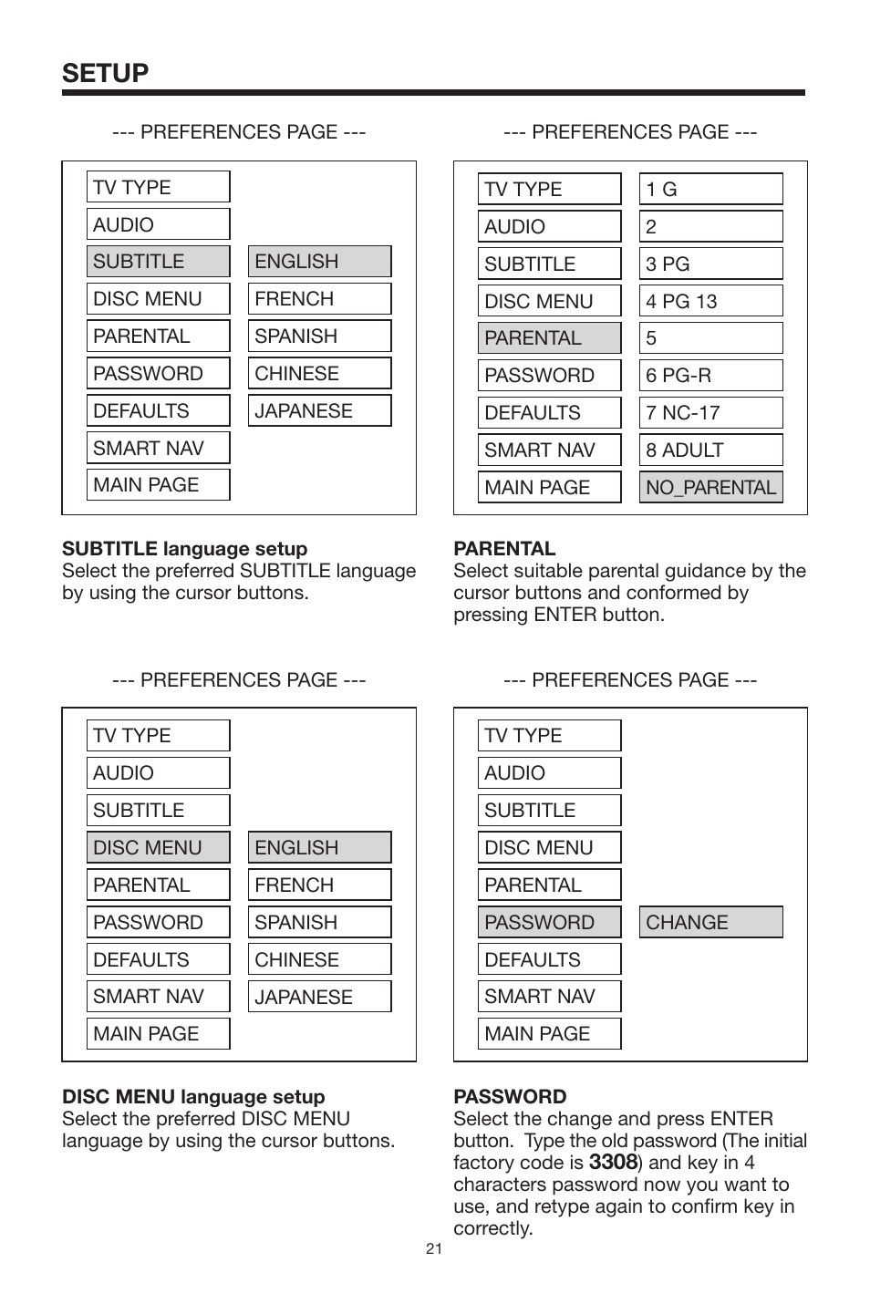 Setup | PYLE Audio PLDVD168 User Manual | Page 21 / 24