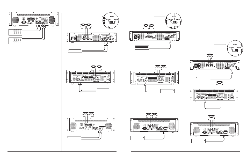 Stereo operation, Mono bridged operation, Mono operation | PYLE Audio PT-1201X User Manual | Page 4 / 5