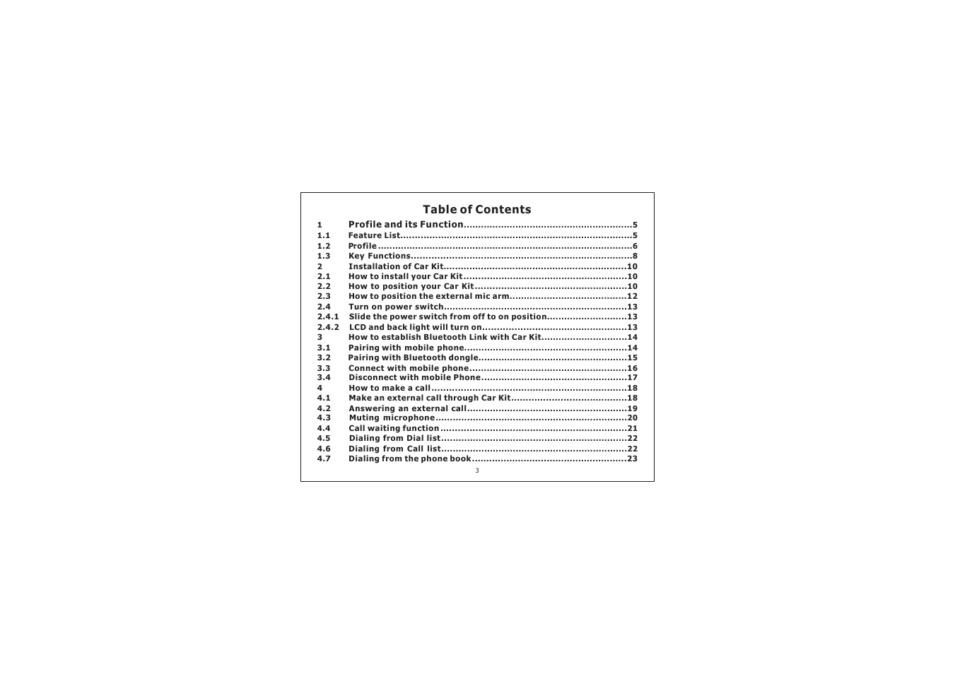 PYLE Audio Bluetooth Dialing Car Kit PBT78XP User Manual | Page 3 / 44
