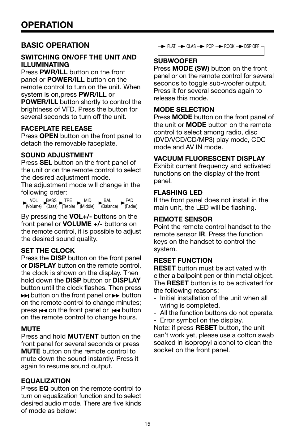 Operation, Basic operation | PYLE Audio PLDVD48 User Manual | Page 15 / 36