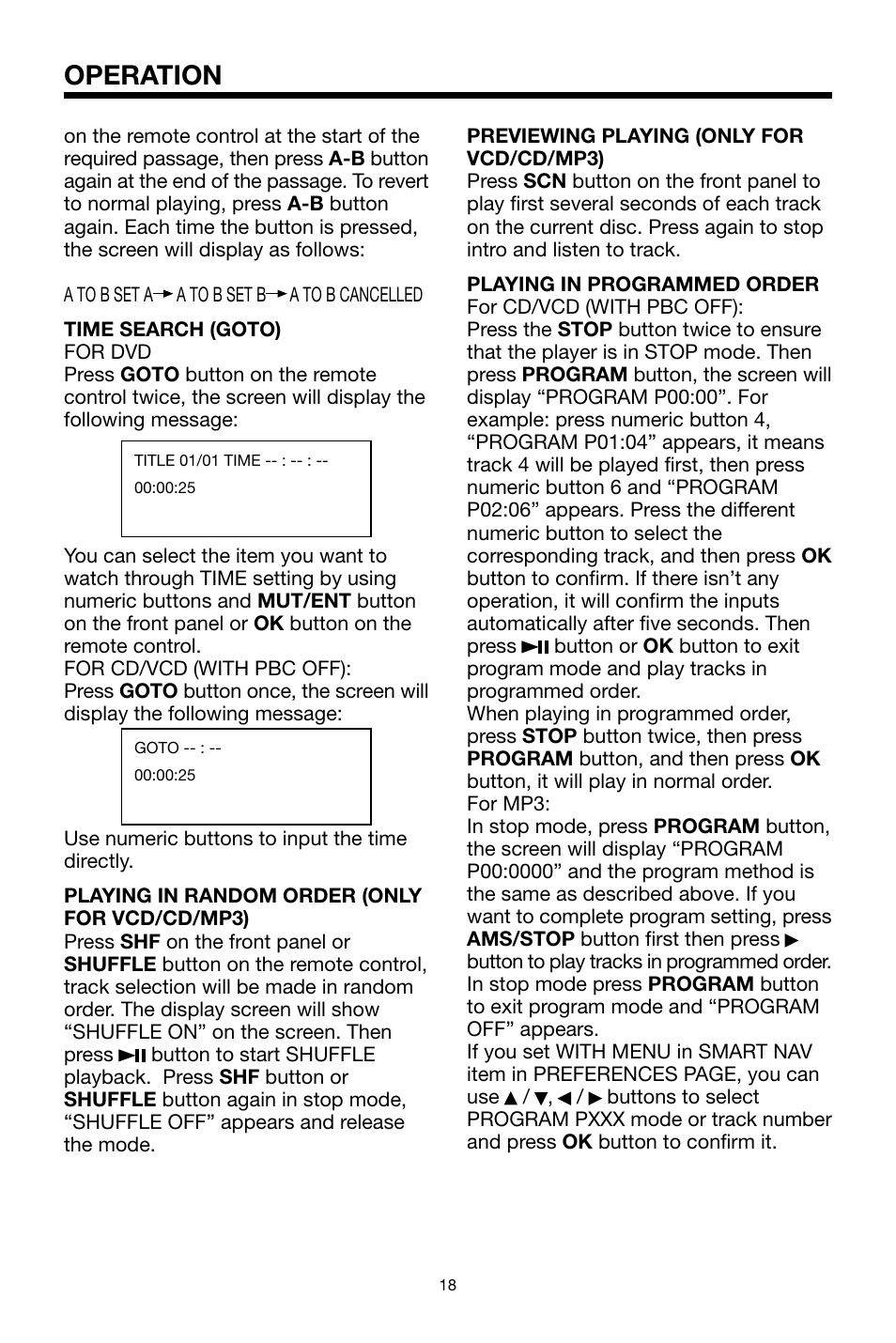 Operation | PYLE Audio PLDVD48 User Manual | Page 18 / 36