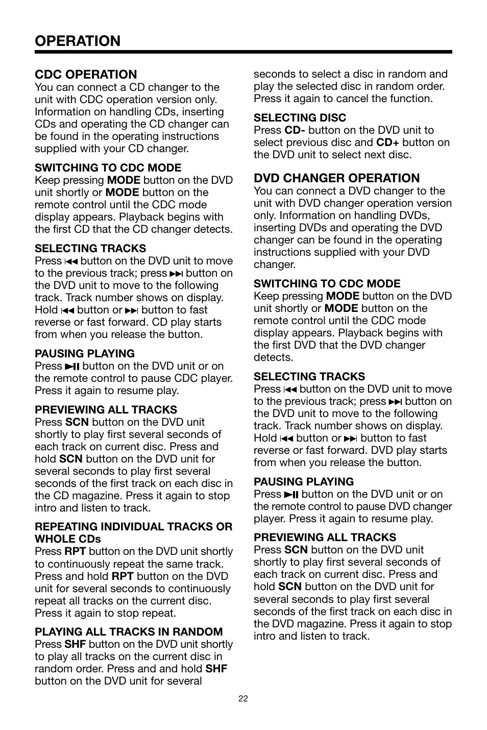 Operation | PYLE Audio PLDVD48 User Manual | Page 22 / 36