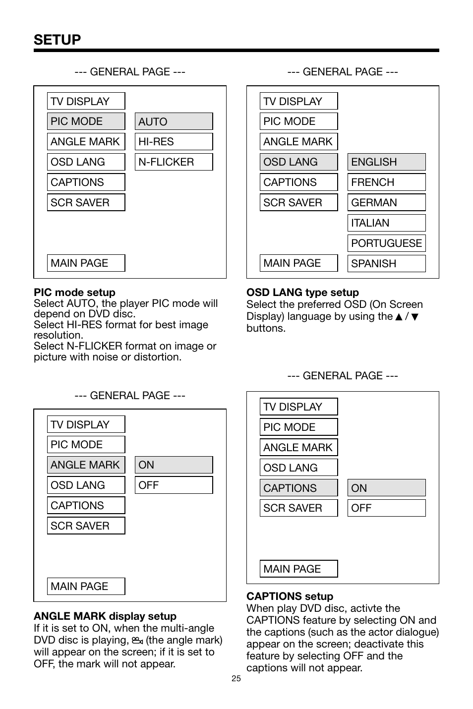 Setup | PYLE Audio PLDVD48 User Manual | Page 25 / 36