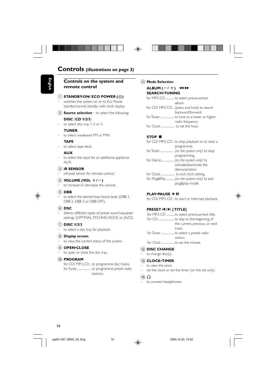Controls | PYLE Audio FWM352 User Manual | Page 10 / 27
