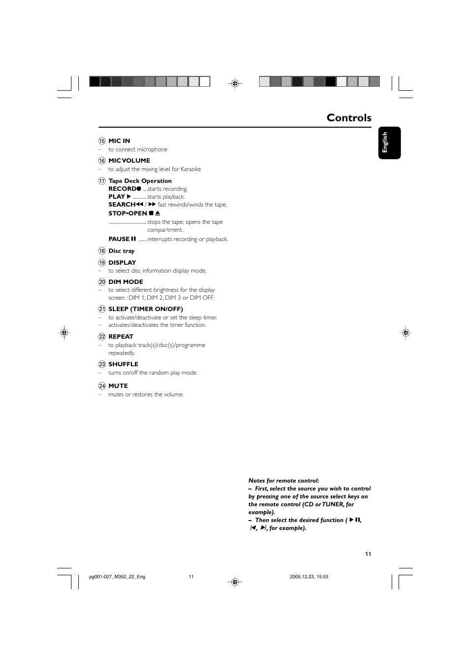 Controls | PYLE Audio FWM352 User Manual | Page 11 / 27