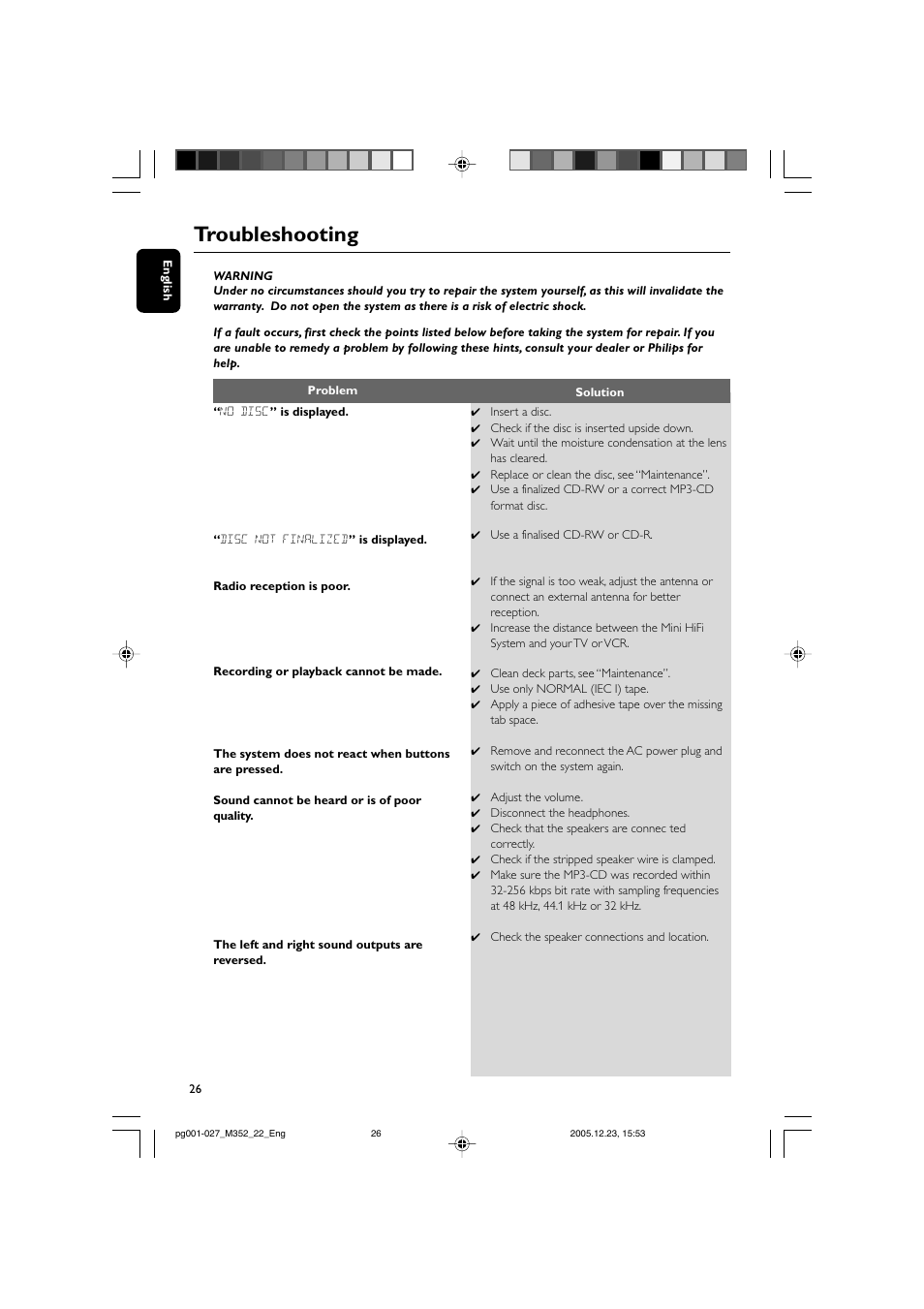 Troubleshooting | PYLE Audio FWM352 User Manual | Page 26 / 27