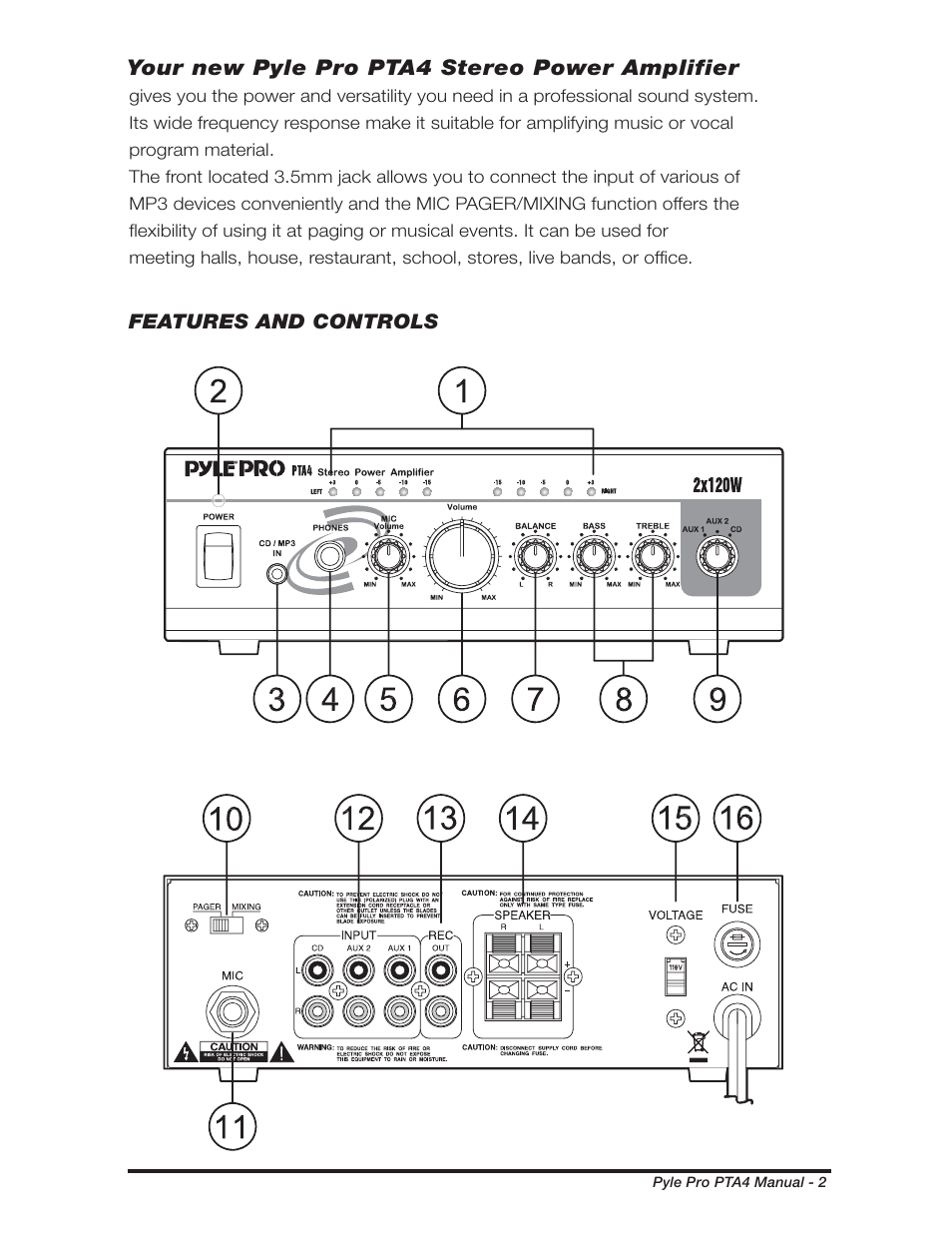 Your new pyle pro pta4 stereo power amplifier | PYLE Audio PTA4 User Manual | Page 3 / 8