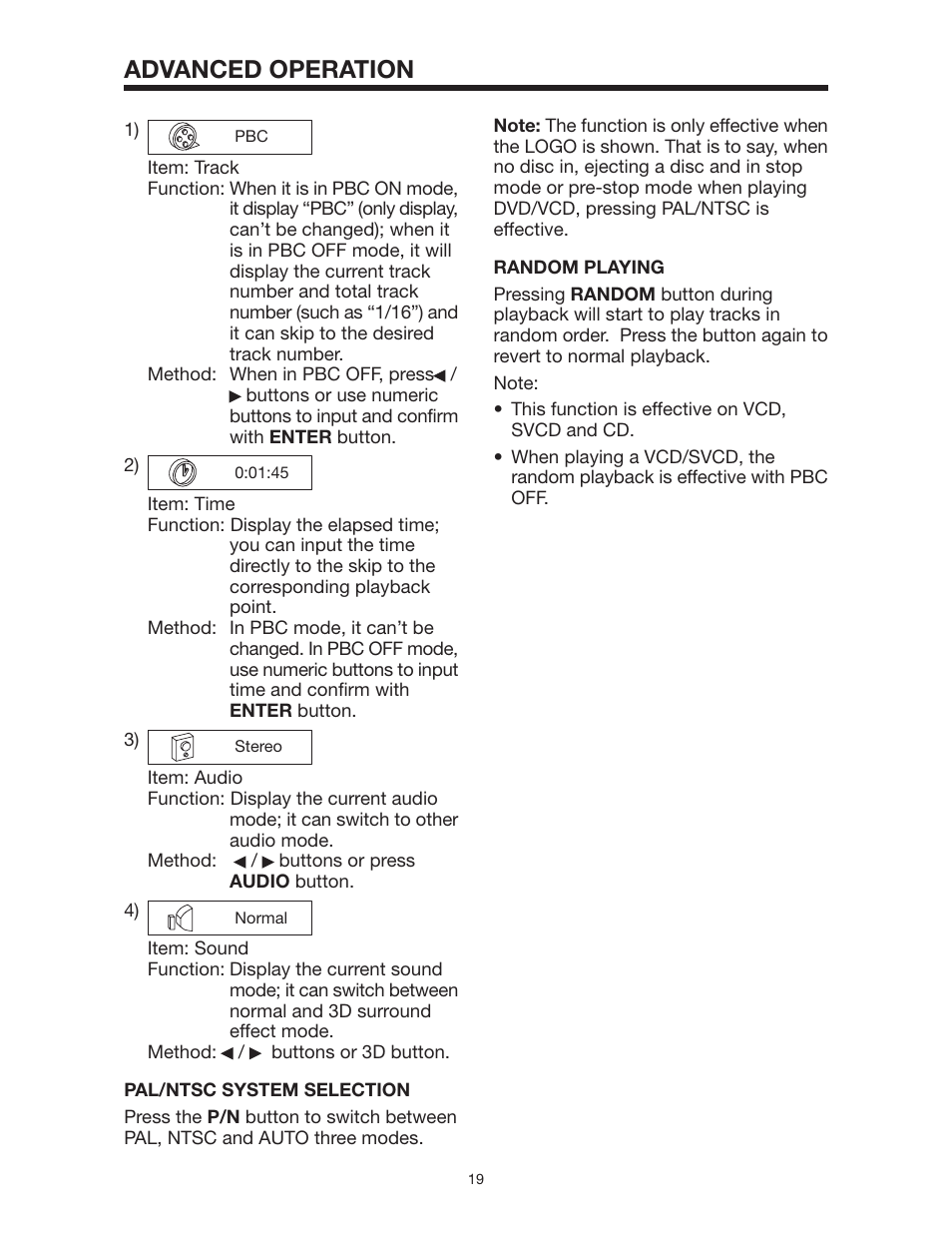 Advanced operation | PYLE Audio PLD162 User Manual | Page 19 / 28