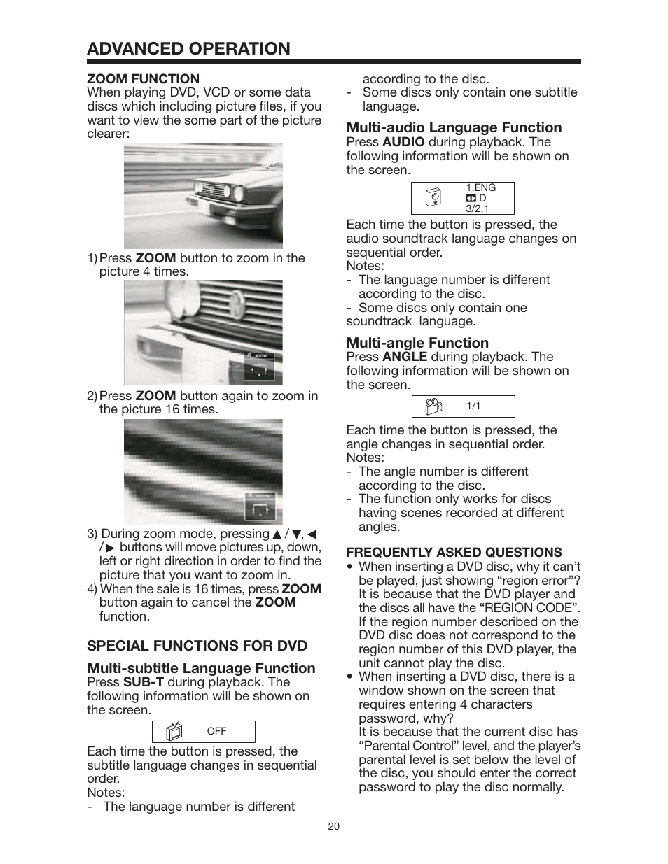 Advanced operation | PYLE Audio PLD162 User Manual | Page 20 / 28
