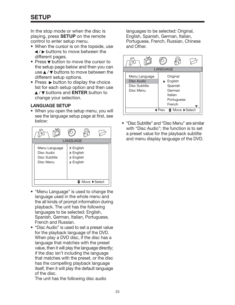 Setup | PYLE Audio PLD162 User Manual | Page 23 / 28