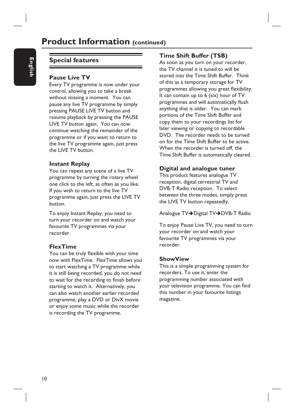 Product information | PYLE Audio DVDR5520H User Manual | Page 10 / 112