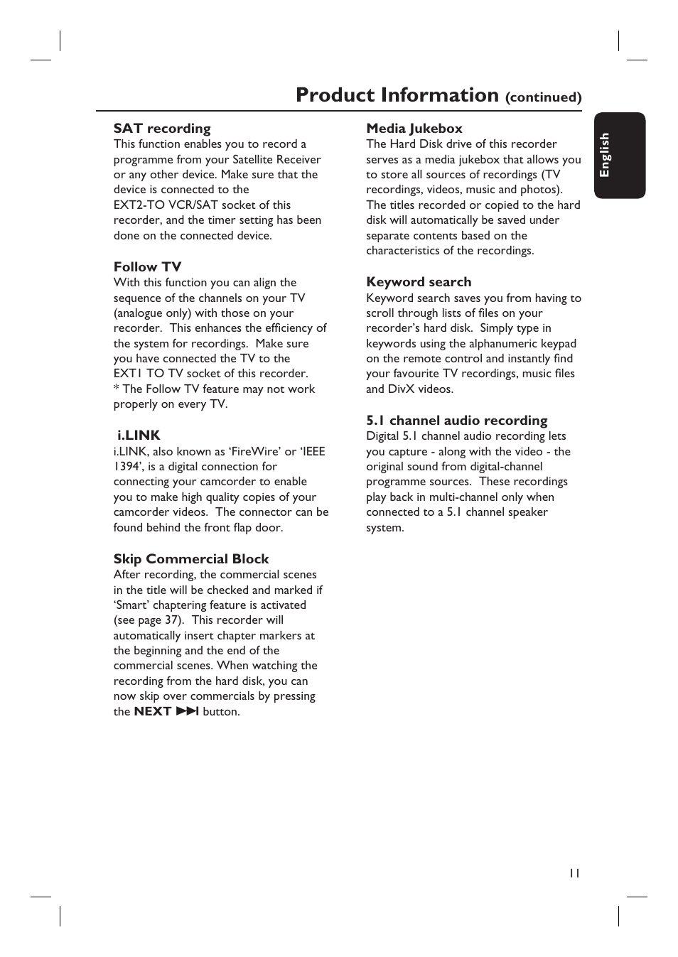 Product information | PYLE Audio DVDR5520H User Manual | Page 11 / 112