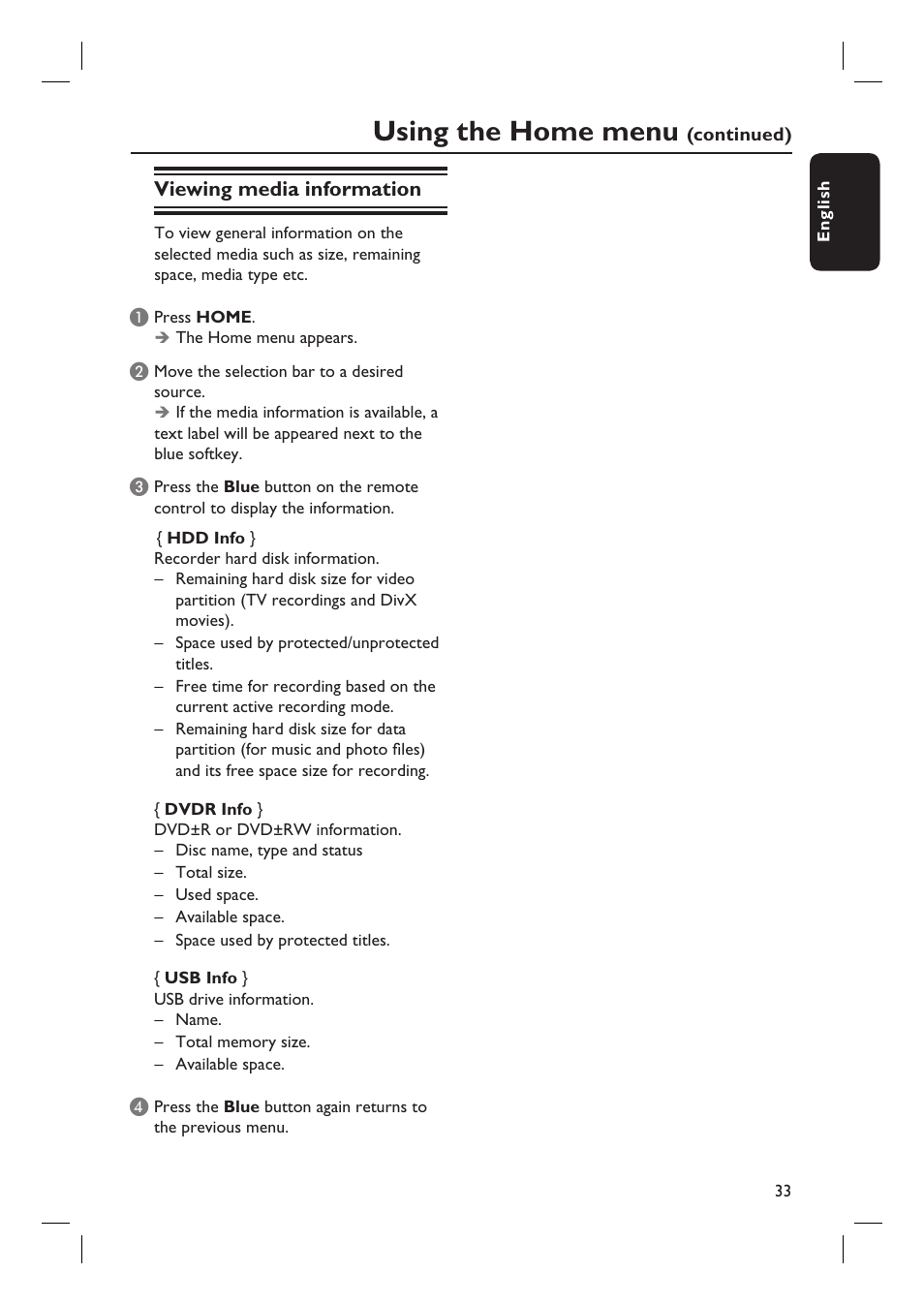 Using the home menu | PYLE Audio DVDR5520H User Manual | Page 33 / 112